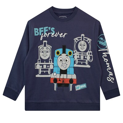 Thomas & Friends Pullover Kinder Jungen 5-16 Jahre langärmeliges Oberteil blau BFFs Forever