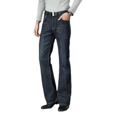Men Flared Jeans Bell Bottom Denim Pants Retro 60s 70s Slim Fit Casual Trousers