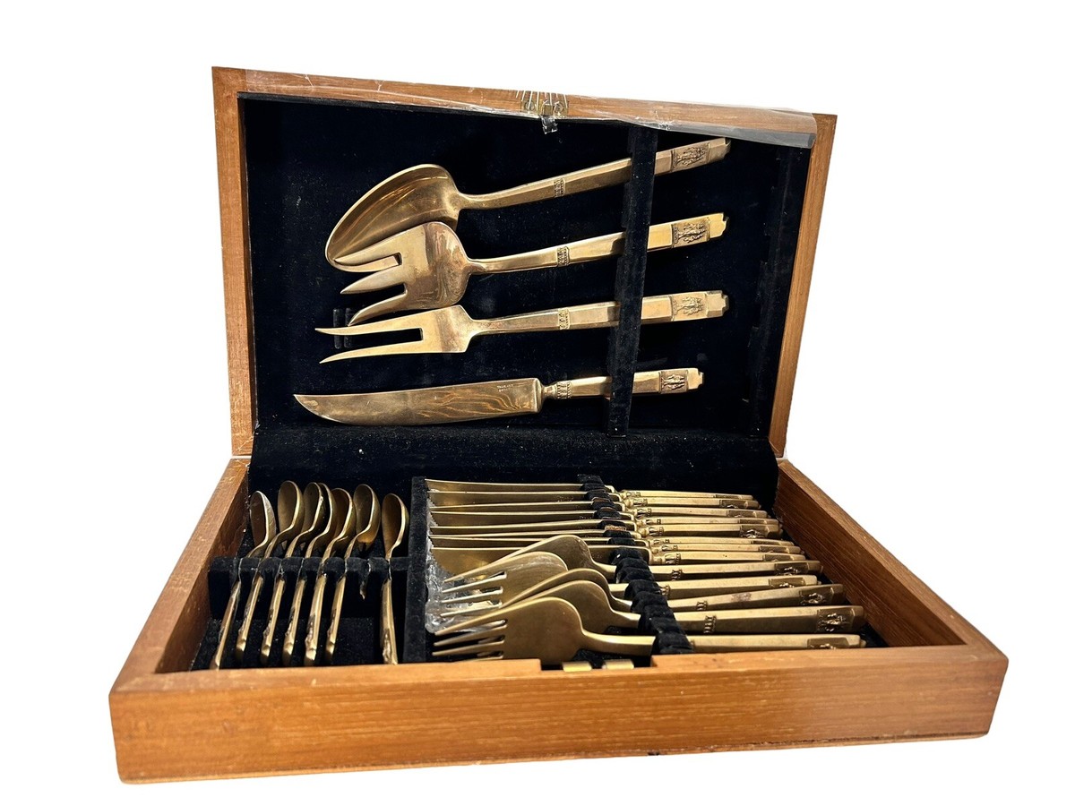 Vtg Solid Nickel Bronze Flatware Thai Silverware Spoons Forks