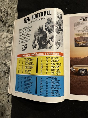 1970 NFL Football Program Detroit Lions VS St. Louis Cardinals DEC 6TH Tiger STA - Picture 7 of 15
