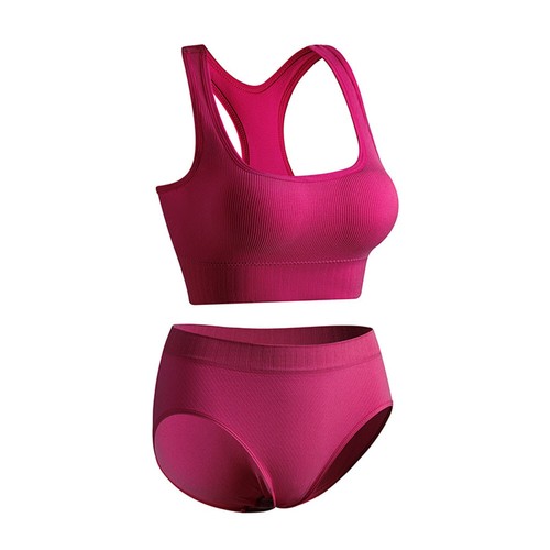 Women Gym Seamless Sport Bras With Knicker Breathable Padded Bras Underwear Sets - Picture 14 of 18