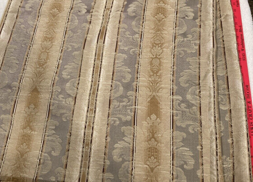 Dekorateur Stoff 2+ Yds hellbraun grau braun Jacquard Streifen Blumen schwere Baumwollmischung - Bild 3 von 11