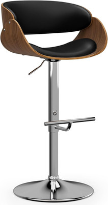 Amery Mid Century Modern 34 Inch Adjustable Swivel Bar Stool in Black Vegan Faux
