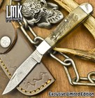 LMK Handmade Twist Damascus Folding Knife Ram's Horn Slip Joint Lock Tactical