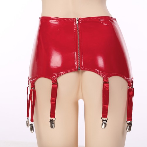 Womens PVC Leather Garter Belt Suspender Performance Clubwear with 8 Metal Clips - Picture 19 of 99