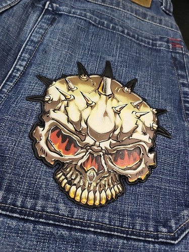 Pantalones cortos de mezclilla JNCO vintage con logotipo de calavera, cintura 29-30, entrepierna de 12", impecables, raros - Imagen 4 de 24