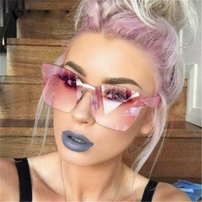Fashion Women Oversized Square Frameless Sunglasses Big Large Rimless  Glasses