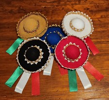 SET of 5 - Festive Mini Sombrero/Mariachi Hats - Made in Colombia - Party Favor