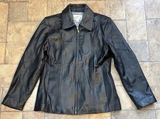 Jacqueline Ferrari Genuine Lambskin Black leather jacket Womens Coat Size Medium
