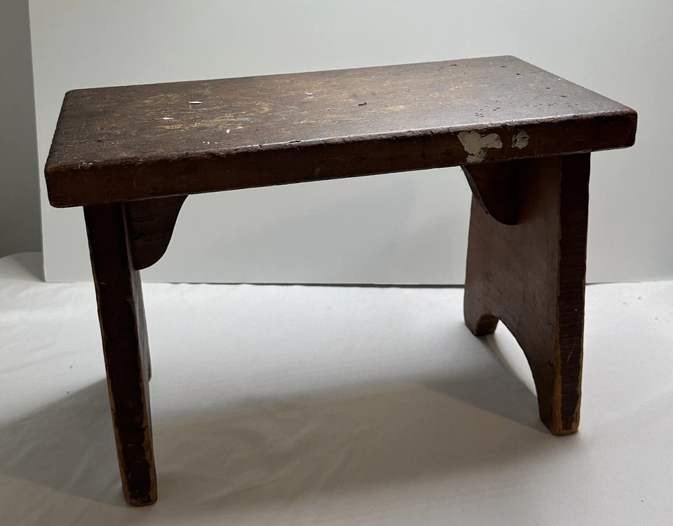 Vintage Rustic Stool Plant Stand 19” x 13” x 10” Wood Primitive Handmade ￼ - Image 4 of 4