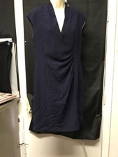 Tahari Arthur Levine Petite Size 10P Blue Pleated Solid Career Work KG