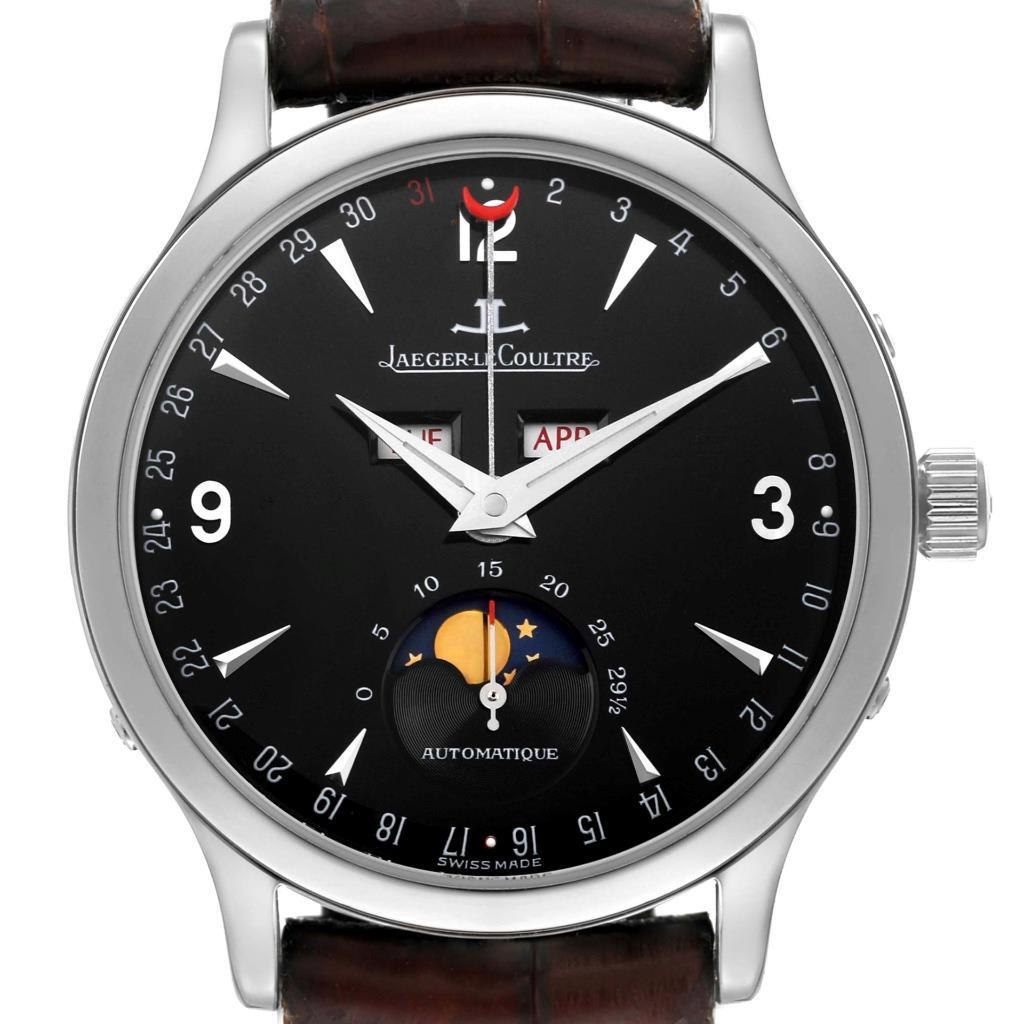 Jaeger LeCoultre Master Control Moon Steel Mens Watch 140.8.98.S  
