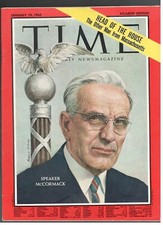 TIME SPEAKER ADE McCORMACK HEAD OF THE HOUSE MASSACHUSE Magazine 1962 January 19