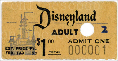 Sheet Magnet of the first Disneyland Vintage ticket (repro) BRAND NEW