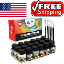 18 Color Leather Paint Kit Acrylic Shoe Sneaker Repair Paint w Brushes Set