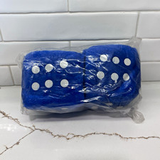 Fuzzy Dice Real Vintage Unopened Blue Pair Rear View Mirror Dice Hot Rod Car Vtg Fuzzy Dice Real Vintage Unopened Blue Pair Rear View Mirror Dice Hot Rod Car Vtg