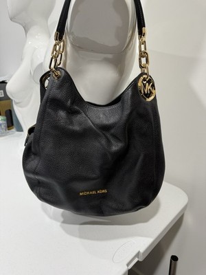 MICHAEL KORS Lillie Large Pebbled Leather Shoulder Bag Black