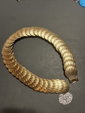 Vintage 1980 s Stretch Gold tone Sea Shell Scallops 24-38 NEW