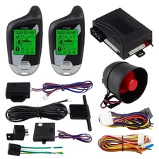 EC202 2 Way car Alarm System with LCD Pager Display Remote Engine Start & Mic...