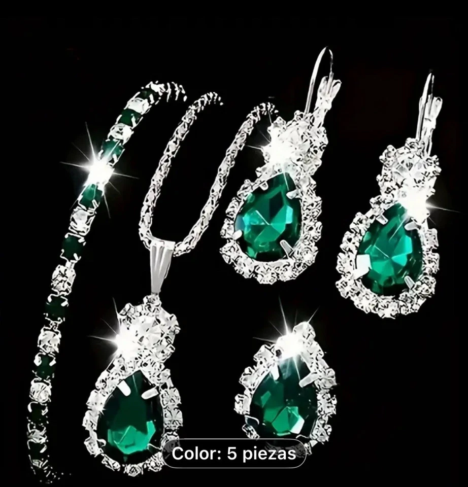 Juego de Joyería Vintage para Mujeres S925 Plata 5 Piezas: Collar con Colgante Foto 3 de 4