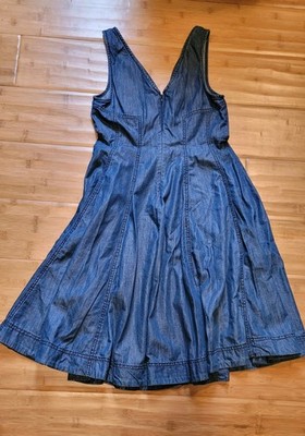 anthropologie holding horses denim dress Anthropologie Holding Horses Womens Blue Denim Tied Knot Sheath Dress Size 00P