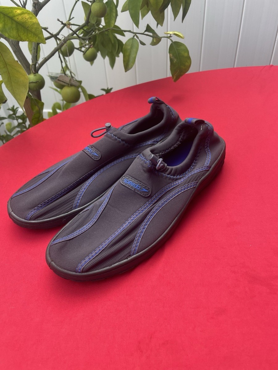 Speedo Slip-on Men's S 7/8 Mesh Water Boat Shoes Black Blue Beach