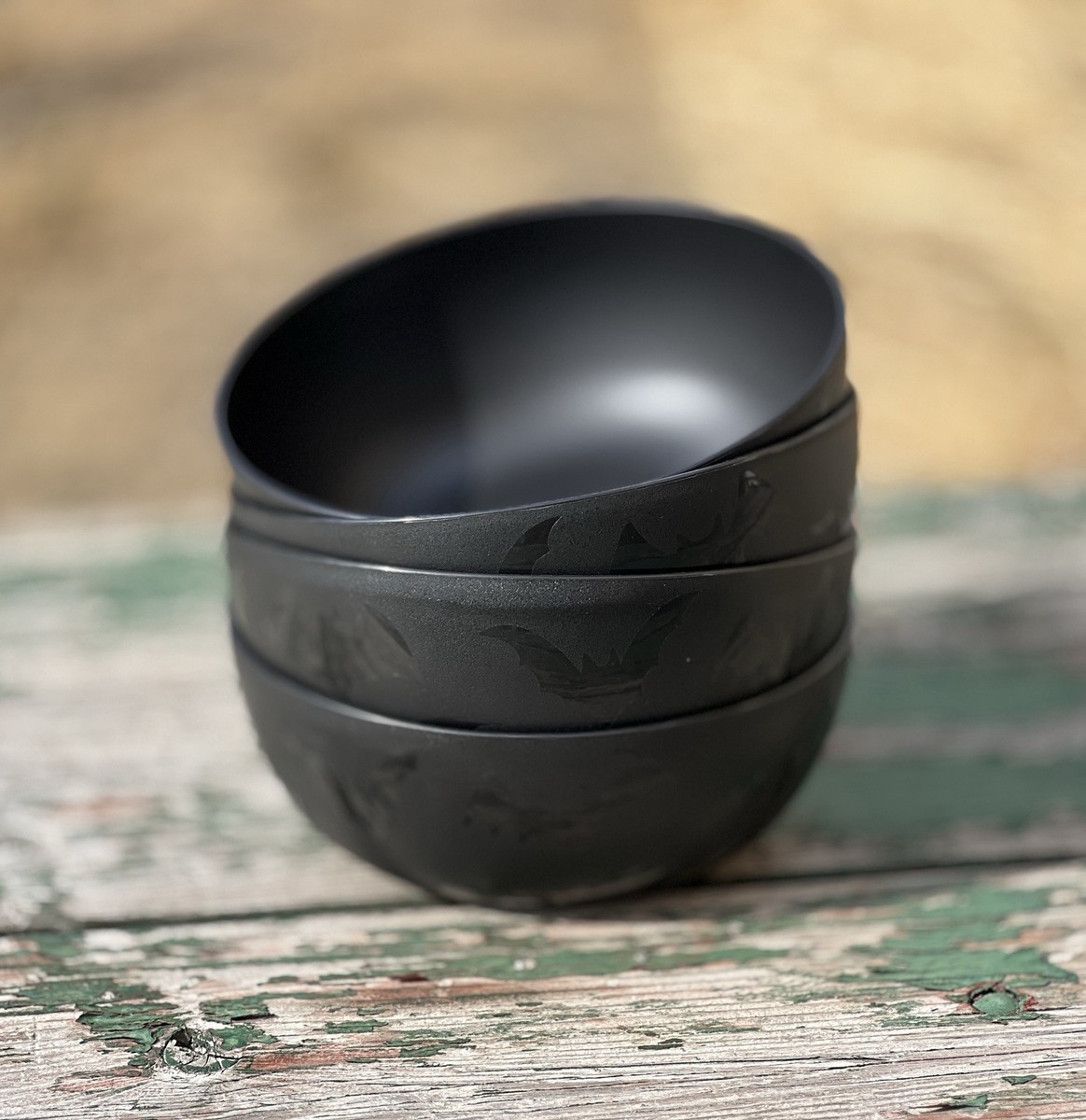 Halloween Ceramic Serving Bowls Set Of 2 – Nesting Bat Design, 2‑Cup & 3‑Cup Sizes