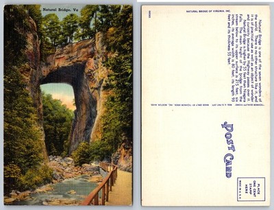 Vintage Tichnor Linen Postcard Natural Bridge VA Virginia Landmark View