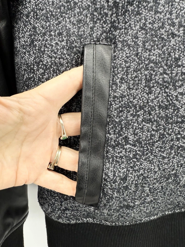 Tony Hawk L с капюшоном флисовая куртка/пальто серый искусственной кожи черные рукава 2 кармана - Изображение 4 из 4