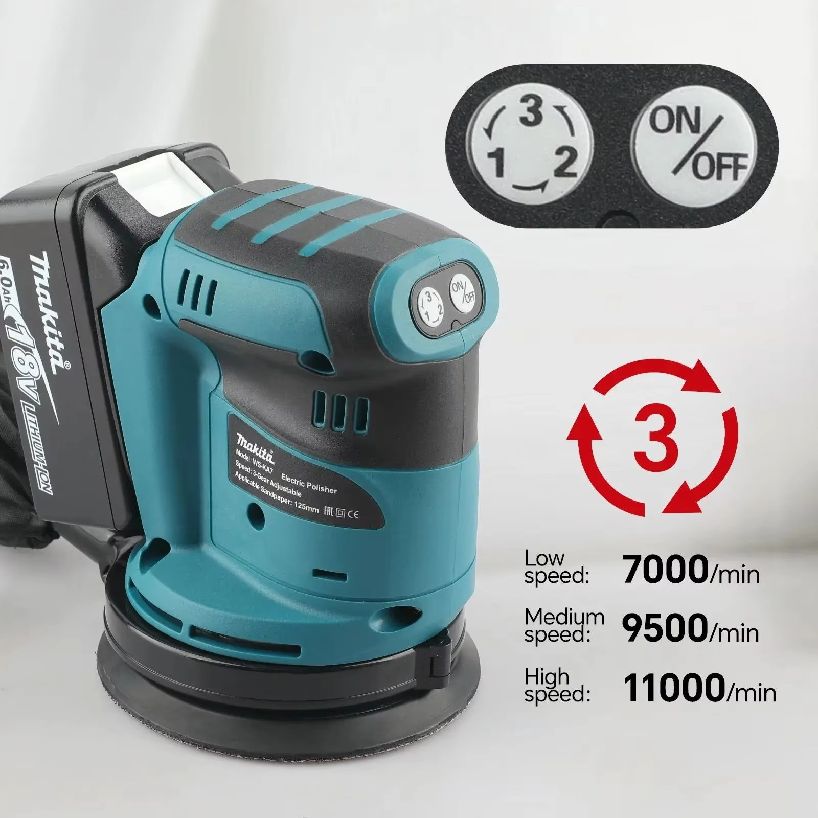 Makita DBO180Z Lithium ion 18V Cordless Rechargeable Disc Random Track Sanding