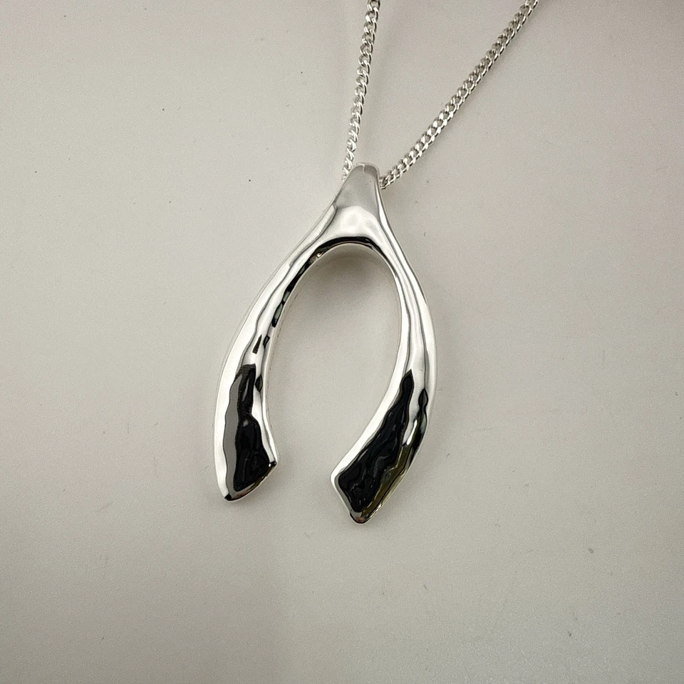 Collar Robert Lee Morris RLM Wishbone Modernista Blanco Bronce Colgante QVC Foto 2 de 4