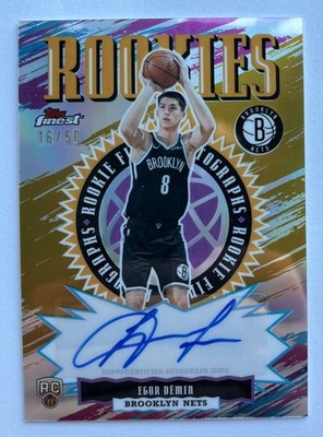 Egor Demin 2025-26 Topps Finest # d /50 Rookie Gold Refractor Autograph Auto RC
