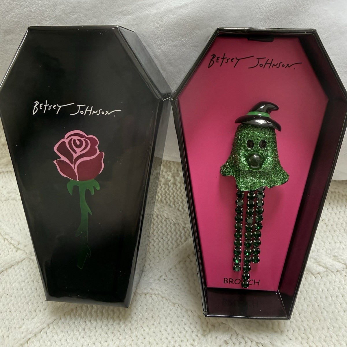Betsey Johnson Green Ghost Brooch Betsey Johnson Rose Coffin Green Ghost | Mercari main image 3