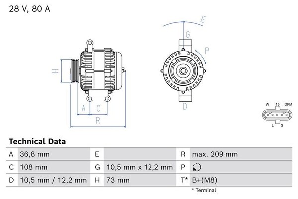 Generator Bosch 0 986 085 560 Lichtmaschine Drehstromgenerator-image