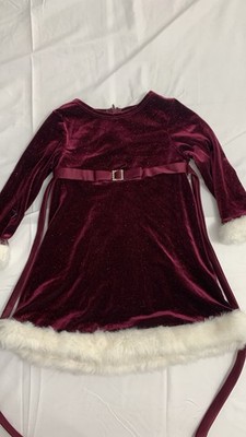 Bonnie Jean 2t Girls Velvet Sparkly Fur Cuff Dress Holiday Christmas GUC