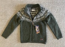 New Youth Kids Icewear Elmar Full Zip Sweater 100 Icelandic Wool Green 146-152