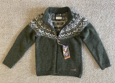 New Youth Kids Icewear Elmar Full Zip Sweater 100% Icelandic Wool