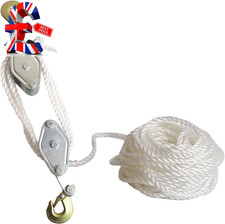 1.8 Ton Rope Hoist Pulley Block 4000 Lbs Max Load Heavy-Duty Steel Hooks Lifting