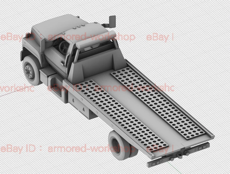 3D Printed 1/72 United States  GMC Topkick C7500 Flatbed Trailer Unpainted - Image 2 of 4