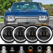 5.75 5-34 Led Round Headlights Hi-lo Halo Ring For 1958-1976 Ford Thunderbird 5.75 5-34 Led Round Headlights Hi-lo Halo Ring For 1958-1976 Ford Thunderbird