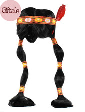 Native American Indian Women'S Maiden Braided Wig with Feather Headband Multicol