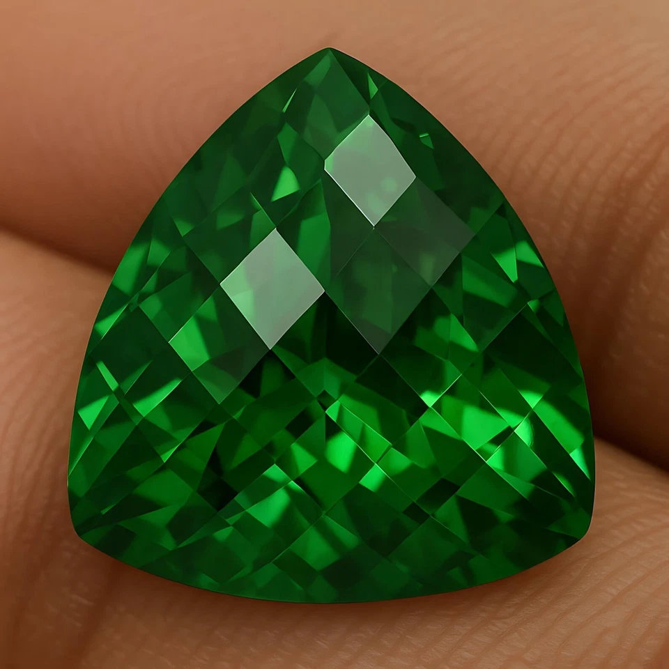 Piedra preciosa suelta natural colombiana verde corte trillón 10 quilates certificado GIE Foto 3 de 4