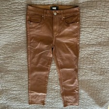 Paige Jeans Womens 25 Cindy Straight Leg High Rise Wax Coated Jeans Waxed Brown