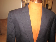 JOS. A. BANK Gray Blue Glen Plaid Suit Men's 42 Reg 33 X 31 Flat Front Pants