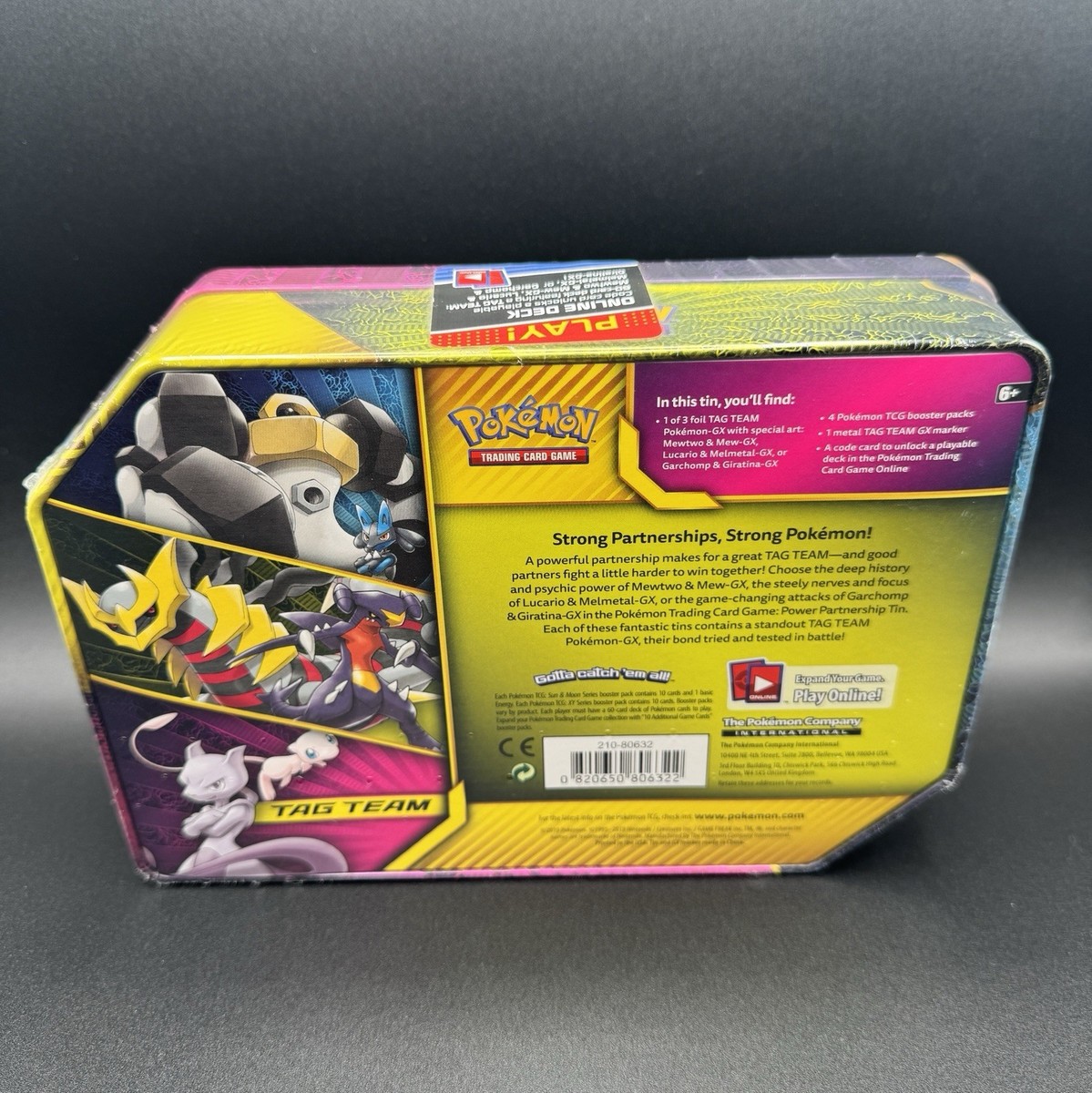 Pokemon TCG: Mewtwo & Mew GX Tag Team Power Partnership Tin Factory Sealed