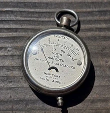 Vintage American Ever Ready Eveready Amperes Gauge Pat'd August 9, 1910