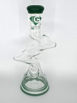 10'' DIAMOND GLASS ZONG ZIG ZAG BEAKER BONG PIPE BOROSILICATE THICK GLASS-2 GIFTS