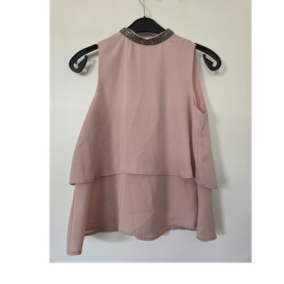 Zara Basic Collection Damen Bluse Rosa Chiffon Glitzerkragen Ärmellos XS