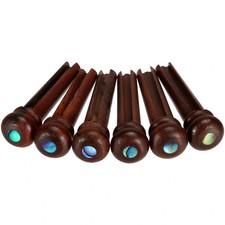 EgticLive 6Pcs Rosewood Guitar Bridge Pins with Abalone Dot Inlays, Red Brown