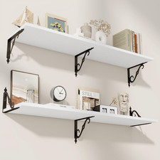 12 Inch Deep Floating Shelves for Wall, 48" W X 12" D Wood Wall Shelves Set of 2